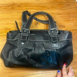 Coach Soho Pleated Black Leather Tote Bag